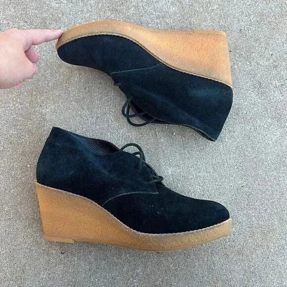 Cole Haan Black Suede Wedges Booties - Picture 2 of 13
